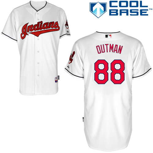 Josh Outman #88 MLB Jersey-Cleveland Indians Men's Authentic Home White Cool Base Baseball Jersey